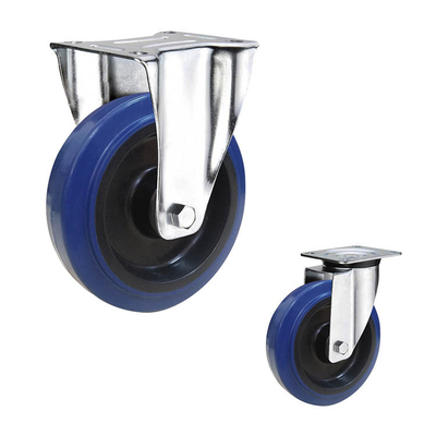 6 Inch Blue Wheel 350kg Capacity Threaded Stem Castor Rubber Wheels