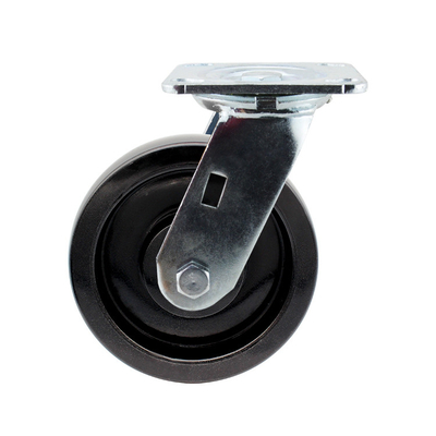 6" Heavy Duty Casters For Industrial Black Glass Nylon Wheel Dual Brake Top Plate Trolley Wheels