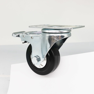 3 Inch 154lbs Capacity Medium Duty Top Plate Locking Rubber Casters With Dust Covers Supplys