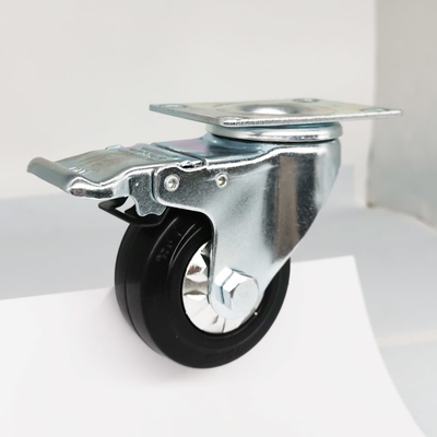 3 Inch 154lbs Capacity Medium Duty Top Plate Locking Rubber Casters With Dust Covers Supplys