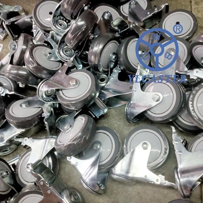 4 Inch Lockable Bolt Hole Type Soft TPR Castors Grey Wheel Trolley Casters