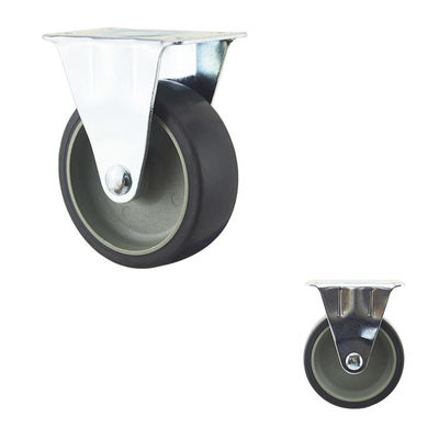 75mm Wheel Grey TPR Fixed Light Duty Casters For Small Trolley