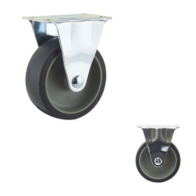 75mm Wheel Grey TPR Fixed Light Duty Casters For Small Trolley