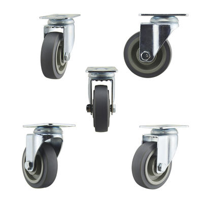 4In Gray TPR Top Plate Swivel Medium Duty Casters For Medical Bed