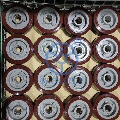 Red PU Wheel Swivel Single Brake 6 Inch Heavy Duty Casters