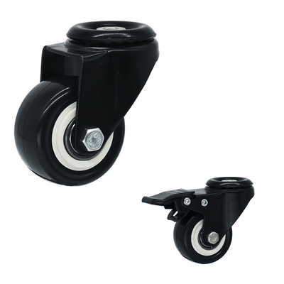 2" Silent Wheel Black PVC Light Duty Casters Swivel Lock Bolt Hole Castors For Small Trolleys