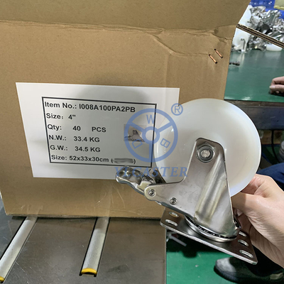 75mm Stainless Steel Casters With Double Brake Top Plate Solid Nylon Casters Customize