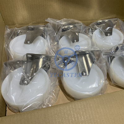 75mm Stainless Steel Casters With Double Brake Top Plate Solid Nylon Casters Customize