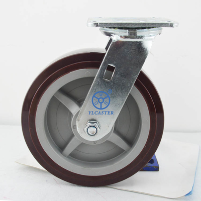 8 Inch Heavy Duty Polyurethane Trolley Wheels Swivel Type Soft Casters